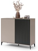 Comò RIMINI K-123 Beige Taupe/Nero Opaco - MODERNO MOBILE CON ANTE SCANALATE