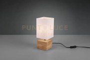 Woody lampada da tavolo base legno naturale e paralume bianco h. 30...