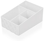 Organizer porta trucchi e cosmetici in plastica bianca con 4 scomparti