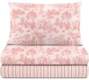 Completo letto 1 piazza e mezza rosa Toile de Jouy