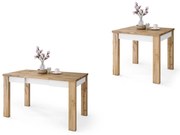 FONTE Rovere Wotan / Bianco Opaco - CLASSICO TAVOLO DA CUCINA/SALONE ESTENDIBILE FINO A 130 o 155 cm!