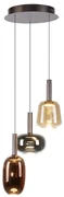 Lampada a sospensione nera con vetro multicolore rotondo con LED 3 luci Easylift - Irides