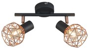 Faretto moderno nero con rame a 2 luci - Mesh