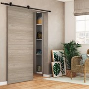 Porta scorrevole reversibile Swin in mdf marrone, L 93 x H 212 cm, con binario Loft nero