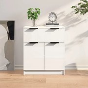 Credenza bianco lucido 60x30x70 cm in legno multistrato