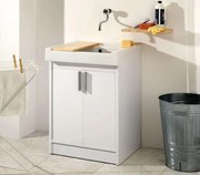 Mobile lavanderia con lavabo incluso Ada in abs bianco ottico P 50 x L 60 x H 84 cm
