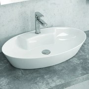 Kamalu - Lavabo appoggio ovale bianco 61cm ceramica slim | Litos-0012