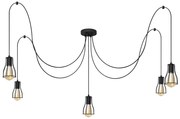 Lampadario a sospensione con filo TUBE LONG 5xE27/10W/230V nero