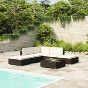 Set divani da giardino 6 pz con cuscini in polyrattan nero