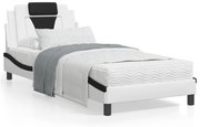 Giroletto con testiera bianco e nero 80x200 cm in similpelle