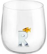 Bicchiere lettera R pesce in vetro borosilicato design Benny Setti