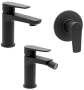 Set miscelatori lavabo bidet e doccia a incasso nero opaco Erika