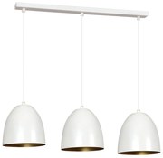 Lampadario 3 Luci Lenox In Acciaio Bianco Con Cupole In Nero E Oro