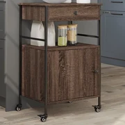 Carrello Cucina Rovere Marrone 56x43x89,5 Cm Legno Multistrato /