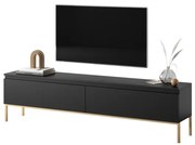 Mobile TV Da Terra 175 Cm 2 Ante Nero Piedini Oro Lume