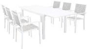 DEXTER - set tavolo in alluminio cm 160/240 x 90 x 75 h con 6 poltrone Venus