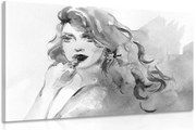 Quadro su tela – Ritratto femminile ad acquerello in bianco e nero