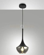 Apollo sospensione nera 1 luce attacco e27 d.20cm in metallo e vetro