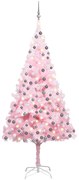 Albero di Natale Preilluminato con Palline Rosa in PVC, Albero di Natale Preilluminato con Palline Rosa 210 cm PVC III