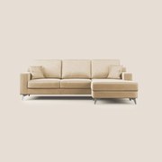 Michael divano moderno angolare con penisola in morbido velluto impermeabile T01 beige Angolare Destro