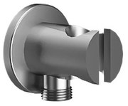 Kamalu - Presa acqua doccia con sostegno doccetta design tondo inox satinato| KAM-ARTE SATINATO