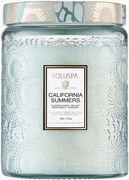 Candela profumata fatta a mano California Summers (sale marino, vaniglia calda, legno di teak)