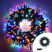 Catena di luci 72 metri da 1440 Led Multicolore con cavo verde Wisdom