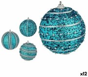 Set di palline di Natale Con rilievo Ø 8 cm Azzurro PVC (12 Unità)