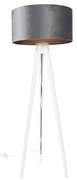 Lampada da terra moderna a treppiede bianca con paralume in velluto grigio 50 cm - Tripod Classic