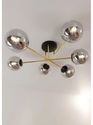 Lampadario Magnum Nero e Oro con 6 Sfere Grafite E14 da soffitto Colore del corpo Oro