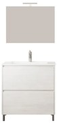 Mobile sottolavabo e lavabo con illuminazione Lisbona rovere bianco L 80 x H 73.5 x P 46 cm 2 cassetti