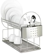 WENKO 2329100 - Scolapiatti DUO 21x33 cm in acciaio inox/argento