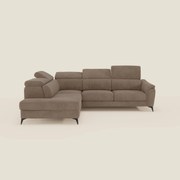 Arcos Divano angolare - piedini alti e poggiatesta reclinabili in microfibra impermeabile T11 marrone