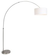 Lampada ad arco in acciaio con paralume in tessuto bianco 50/50/25 regolabile - XXL