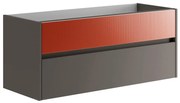 Mobile da bagno sospeso sotto lavabo L 119.5 x H 50 x P 45.5 cm rosso opaco, 2 cassetti Niwa