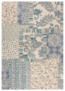 Tappeto blu/beige in lana tessuto a mano 160x230 cm Eloise Patchwork – Flair Rugs