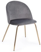 Set di 4 sedie TANYA in velluto grigio e base oro
