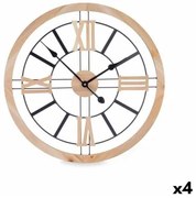 Orologio da Parete Nero Metallo Legno MDF 60 x 60 x 4,5 cm (4 Unità)