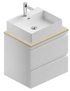 Mobile da bagno sotto lavabo Pull bianco laccato opaco L 60 x H 56 x P 46 cm 2 cassetti, lavabo non incluso