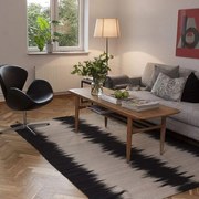 Tappeto Kilim ikat orientale in lana beige e nero, L 200 x L 140 cm