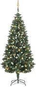 Albero di Natale Artificiale Preilluminato con Palline, Albero di Natale Preilluminato con Palline 180 cm