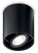 Plafoniera Moderna Mood Round Alluminio Nero 1 Luce Gu10 7W 3000K D9Cm