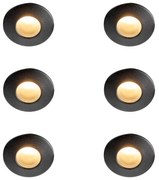 Set di 6 faretti da incasso moderni neri IP44 - Gap