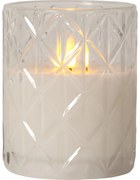 Candela di cera a LED bianca in vetro, altezza 12,5 cm Flamme Romb - Star Trading