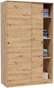 Armadio Guardaroba A 2 Ante Scorrevoli 120 Cm Con Barra Appendiabiti Rovere TOP020W