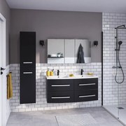 Mobile da bagno sotto lavabo SENSEA Perla nero laccato opaco L 121 x H 53.7 x P 47 cm 4 cassetti, lavabo non incluso