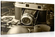 Quadro su tela – Fotocamera antica in seppia