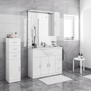 Mobile sottolavabo e lavabo Paola bianco L 101 x H 81 x P 33.5 cm 1 vasca, 3 ante 2 cassetti