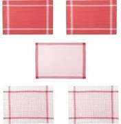 Set 5 strofinacci 50x70 cm cotone righe rosse