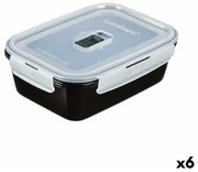 Porta pranzo Ermetico Luminarc Pure Box Nero 1,22 L Vetro (6 Unità)